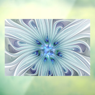 Floral Beauty Abstracte Modern Blue Pastel Flower Raamsticker