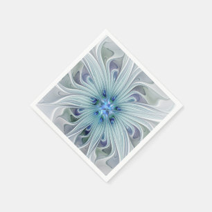 Floral Beauty Abstracte Modern Blue Pastel Flower Servetten