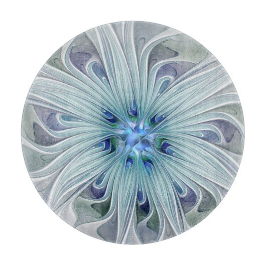 Floral Beauty Abstracte Modern Blue Pastel Flower Snijplank (Voorkant)