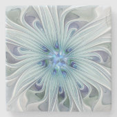 Floral Beauty Abstracte Modern Blue Pastel Flower Stenen Onderzetter (Voorkant)