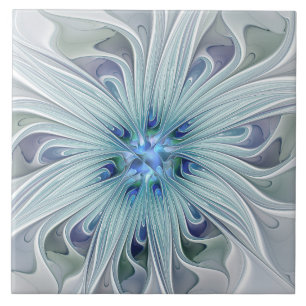 Floral Beauty Abstracte Modern Blue Pastel Flower Tegeltje