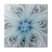 Floral Beauty Abstracte Modern Blue Pastel Flower Tegeltje (Voorkant)