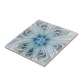 Floral Beauty Abstracte Modern Blue Pastel Flower Tegeltje (Zijkant)