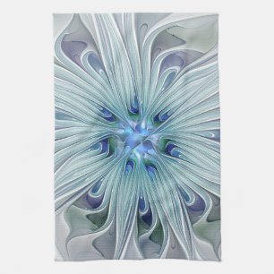 Floral Beauty Abstracte Modern Blue Pastel Flower Theedoek