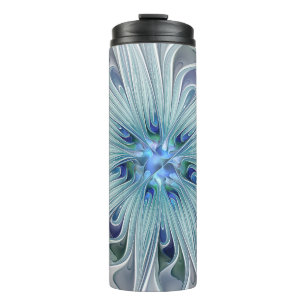 Floral Beauty Abstracte Modern Blue Pastel Flower Thermosbeker