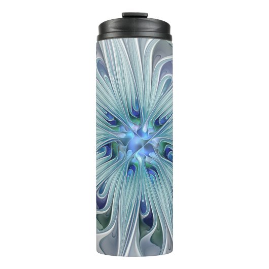 Floral Beauty Abstracte Modern Blue Pastel Flower Thermosbeker (Voorkant)