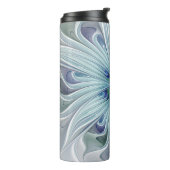 Floral Beauty Abstracte Modern Blue Pastel Flower Thermosbeker (Gedraaid links)