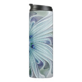 Floral Beauty Abstracte Modern Blue Pastel Flower Thermosbeker (Geroteerd rechts)