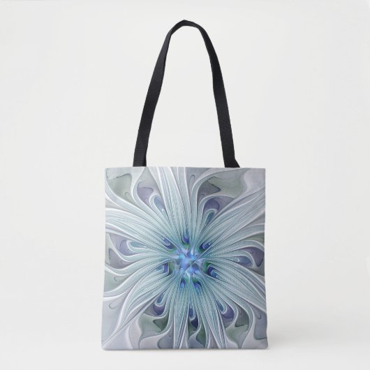 Floral Beauty Abstracte Modern Blue Pastel Flower Tote Bag (Voorkant)