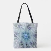 Floral Beauty Abstracte Modern Blue Pastel Flower Tote Bag (Achterkant)