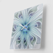 Floral Beauty Abstracte Modern Blue Pastel Flower Vierkante Klok (Hoek)
