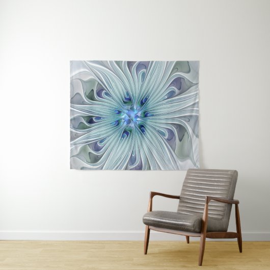 Floral Beauty Abstracte Modern Blue Pastel Flower Wandkleed (In Situ (horizontaal))
