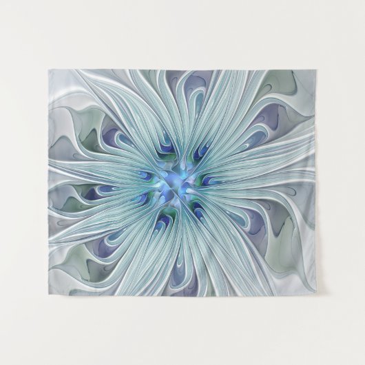 Floral Beauty Abstracte Modern Blue Pastel Flower Wandkleed (Voorkant (horizontaal))