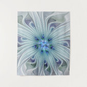 Floral Beauty Abstracte Modern Blue Pastel Flower Wandkleed (Voorkant)