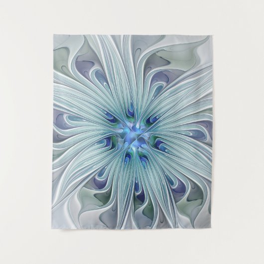 Floral Beauty Abstracte Modern Blue Pastel Flower Wandkleed (Voorkant)