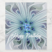 Floral Beauty Abstracte Modern Blue Pastel Flower Wijn Etiket (Enkel label)