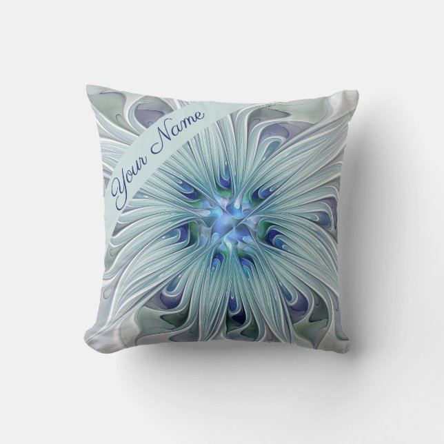 Floral Beauty Abstracte moderne Art Blue Flower Kussen (Voorkant)