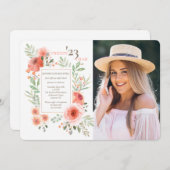 Floral Beauty Afstuderen Fotouitnodiging Kaart (Voorkant / Achterkant)
