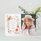 Floral Beauty Afstuderen Fotouitnodiging Kaart (Staand voorkant)