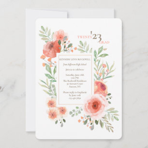 Floral Beauty Afstuderen Invitation Kaart