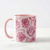 Floral Beauty - beker met roze rozenbloemen. Mok (Links)