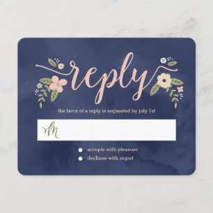 Floral Beauty Bewerkbare Kleur Bruiloft Reactie Ka RSVP Kaartje