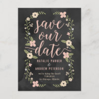 Floral Beauty bewerkbare kleur Save the Date Kaart