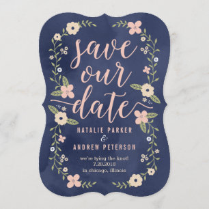 Floral Beauty bewerkbare kleur Save the Date Kaart