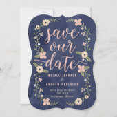 Floral Beauty bewerkbare kleur Save the Date Kaart (Voorkant)