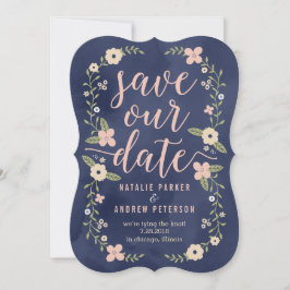 Floral Beauty bewerkbare kleur Save the Date Kaart