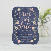 Floral Beauty bewerkbare kleur Save the Date Kaart (Staand voorkant)