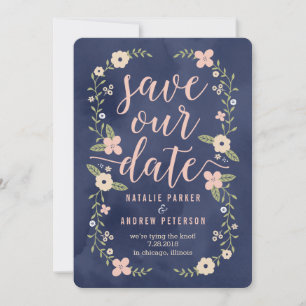 Floral Beauty bewerkbare kleur Save the Date Kaart