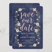 Floral Beauty bewerkbare kleur Save the Date Kaart (Voorkant / Achterkant)