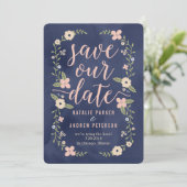 Floral Beauty bewerkbare kleur Save the Date Kaart (Staand voorkant)