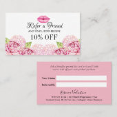 Floral Beauty Business Reference Card Aanbevelingskaartje (Voorkant / Achterkant)