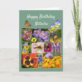 Floral Beauty Collage Aangepaste Tekst Birthday Notitiekaartje