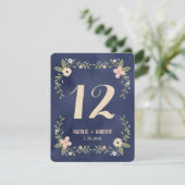 Floral Beauty Double Sided Table Number Kaart (Staand voorkant)