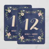 Floral Beauty Double Sided Table Number Kaart (Voorkant / Achterkant)
