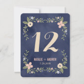 Floral Beauty Double Sided Table Number Kaart (Voorkant)