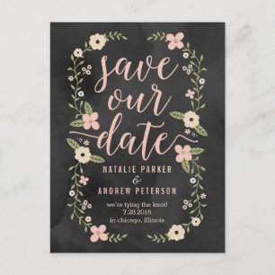 Floral Beauty Editable Color Save the Date Card Aankondigingskaart