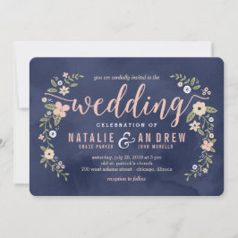 Floral Beauty Editable Color Wedding Invitation Kaart