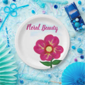 Floral Beauty Heldere Roze Bloem Papieren Bordje (Feest)