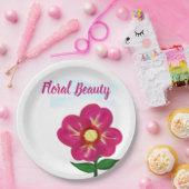 Floral Beauty Heldere Roze Bloem Papieren Bordje (Feest)
