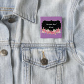 Floral Beauty Homeschool mama Vierkante Button 5,1 Cm (In situ)