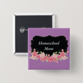 Floral Beauty Homeschool mama Vierkante Button 5,1 Cm (Voorkant /achterkant)