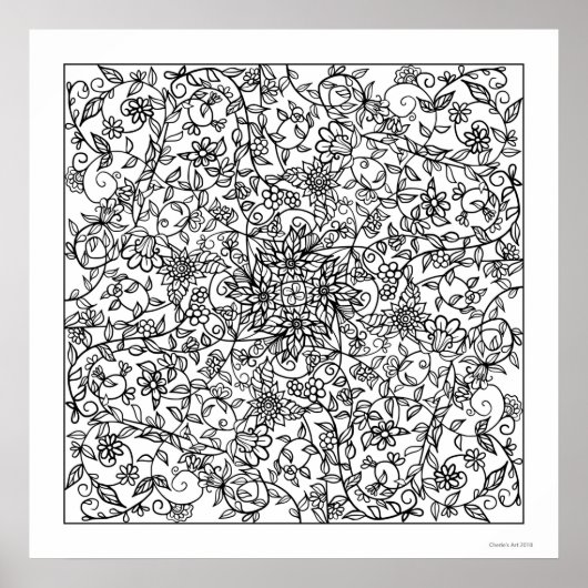 Floral Beauty Je Kleurt Mooi Groot Poster (Voorkant)