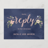 Floral Beauty RSVP Briefkaart bewerkbare kleur