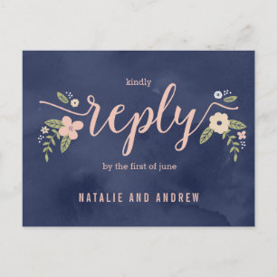 Floral Beauty RSVP Briefkaart bewerkbare kleur