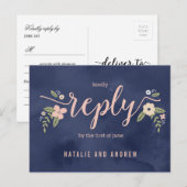 Floral Beauty RSVP Briefkaart bewerkbare kleur (Voorkant / Achterkant)