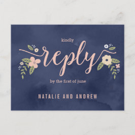 Floral Beauty RSVP Briefkaart bewerkbare kleur